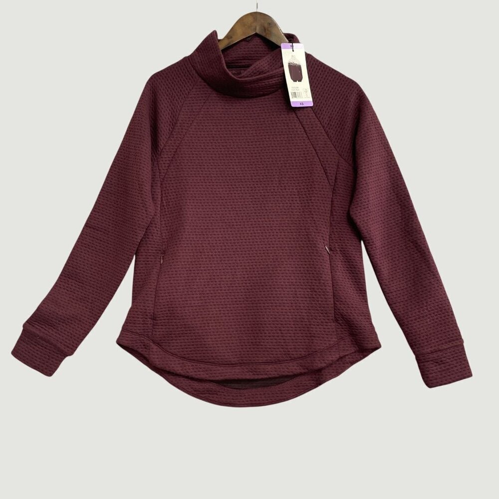 NEW Bench Womens XS Dark Red Turtleneck Pullover Sweatshirt With Pockets M0191
